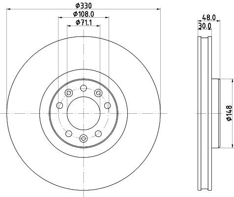 MINTEX MDC2774: Disc de frână Ř: 330mm, ventilat interior, Ř: 330mm, fara butuc roata, fara rulment roata, fara suruburi de fixare roata