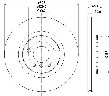 MINTEX MDCB2573: Piduriketas Ø: 345mm, sisemine õhutus, 609, ilma rattakeskmeta, ilma rattakinnituspoltideta