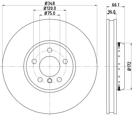 MINTEX MDCB2580R: Bremseskive Ø: 348mm, innvendig ventilert, 609, uten hjulnav, uten hjulfestebolt