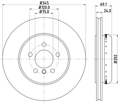 MINTEX MDCB2583: Piduriketas Ø: 345mm, sisemine õhutus, 609, ilma rattakeskmeta, ilma rattakinnituspoltideta