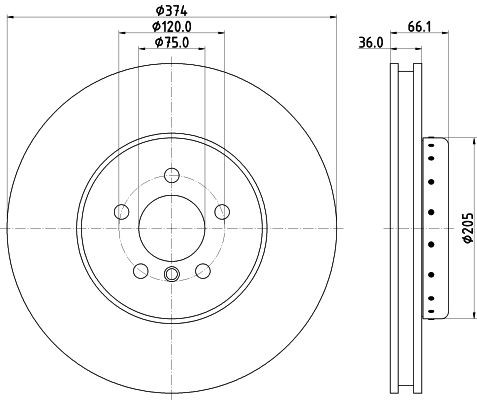 MINTEX MDCB2588L: Stabdžių diskas Ø: 374,0mm, vidinis ventiliavimas, 609, be rato stebulės, be rato tvirtinimo smeigių
