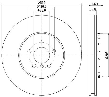 MINTEX MDCB2588R: Piduriketas Ø: 374mm, sisemine õhutus, 609, ilma rattakeskmeta, ilma rattakinnituspoltideta