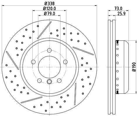 MINTEX MDCB2597: Piduriketas Ø: 338mm, sisemine õhutus, piludega/augustatud, 609, ilma rattakeskmeta, ilma rattakinnituspoltideta