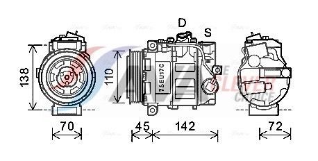 AVA COOLING SYSTEMS MSAK615: Kliimakompressor ** CLEVER FIT ** PAG-kompressoriõliga, ilma dioodita, ilma magnetsidurita