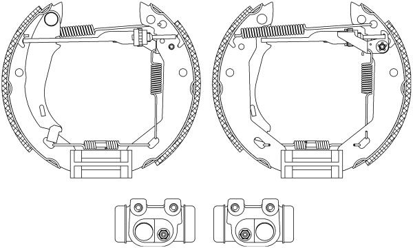 MINTEX MSP074: Set saboti frana Shoe Kit Pro cu cilindru receptor frâna, cu element de ajustare