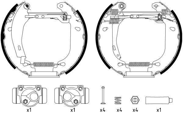 MINTEX MSP087: Stabdžių trinkelių komplektas Shoe Kit Pro su ratų stabdžių cilindru, su reguliatoriumi