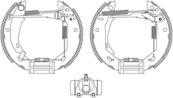 MINTEX MSP125: Piduriklotside komplekt Shoe Kit Pro koos rattapiduri silindriga, koos paigalduselemendiga