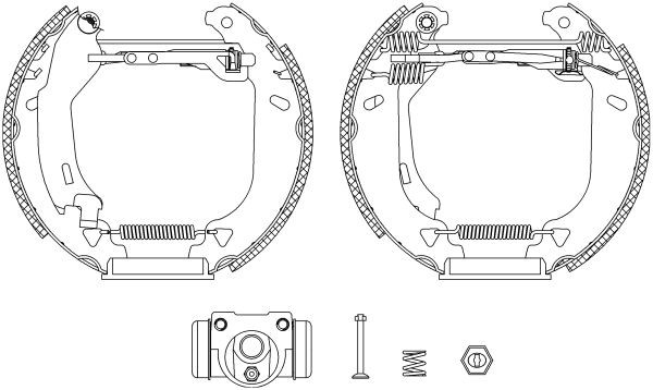 MINTEX MSP131: Piduriklotside komplekt Shoe Kit Pro koos lisadega, koos rattapiduri silindriga, koos paigalduselemendiga, koos käsipidurikangiga