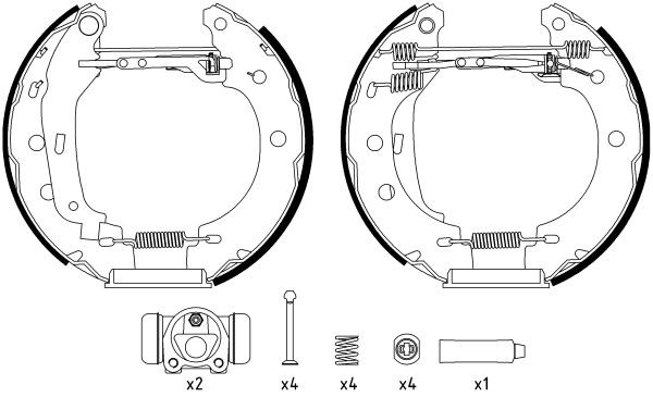 MINTEX MSP145: Piduriklotside komplekt Shoe Kit Pro koos rattapiduri silindriga, koos paigalduselemendiga