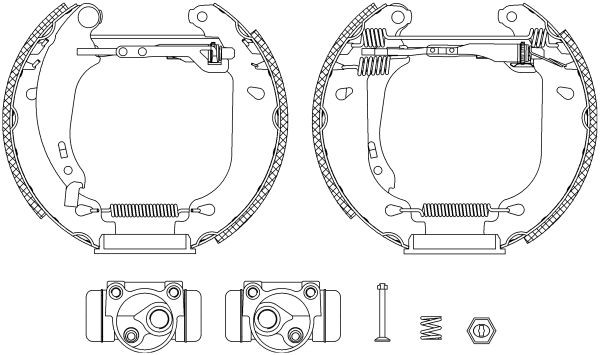 MINTEX MSP199: Set saboti frana Shoe Kit Pro cu cilindru receptor frâna, cu element de ajustare