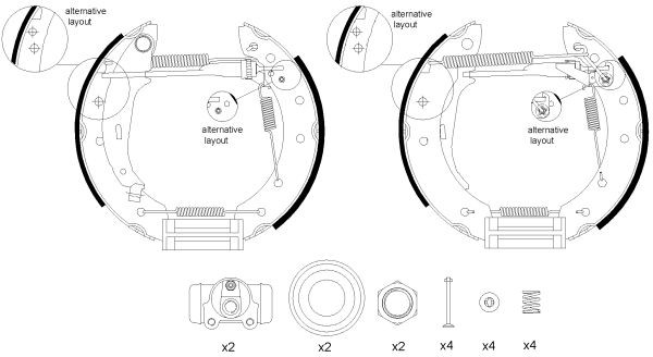 MINTEX MSP205: Set saboti frana Shoe Kit Pro cu cilindru receptor frâna, cu element de ajustare