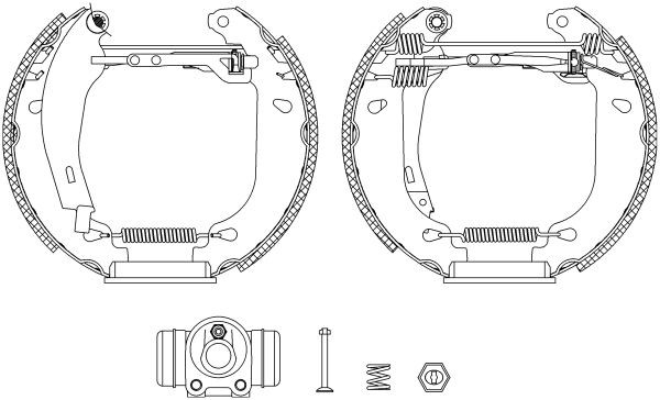 MINTEX MSP216: Piduriklotside komplekt Shoe Kit Pro koos rattapiduri silindriga, koos paigalduselemendiga