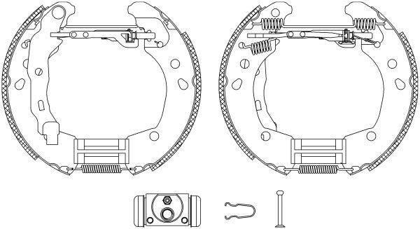 MINTEX MSP235: Set saboti frana Shoe Kit Pro cu cilindru receptor frâna, cu element de ajustare