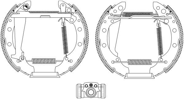 MINTEX MSP279: Set saboti frana Shoe Kit Pro cu cilindru receptor frâna, cu element de ajustare