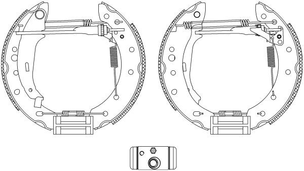 MINTEX MSP289: Set saboti frana Shoe Kit Pro cu acceasorii, cu cilindru receptor frâna, cu element de ajustare, cu maneta frana de mana