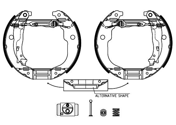 MINTEX MSP333: Set frana, frana tambur Shoe Kit Pro cu cilindru receptor frâna, cu element de ajustare