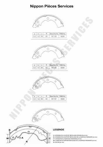 NPS N350N43: Set saboti frana puntea spate, 180mm