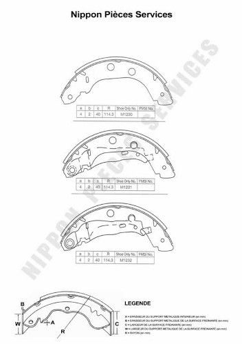 NPS N350N74: Piduriklotside komplekt Tagasild, 228mm