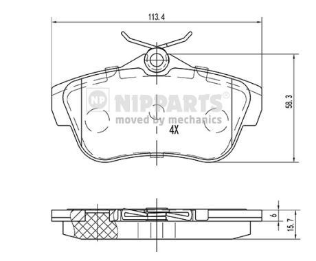 NIPPARTS N3612050: Pastilhas de travão Eixo traseiro, com acessórios, com parafusos de pinça de travão