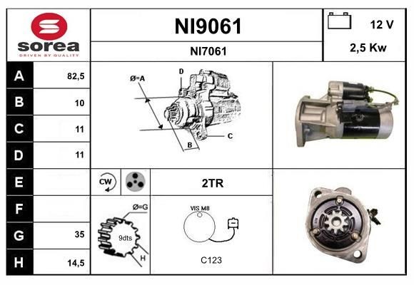 SNRA NI9061: Käynnistysmoottori 2,5kW
