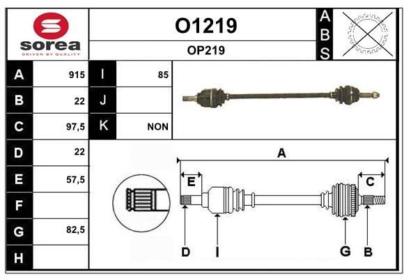 SNRA O1219: Semiasse 915mm