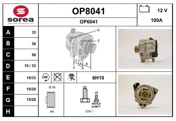 SNRA OP8041: Alternator 100A, cu regulator integrat