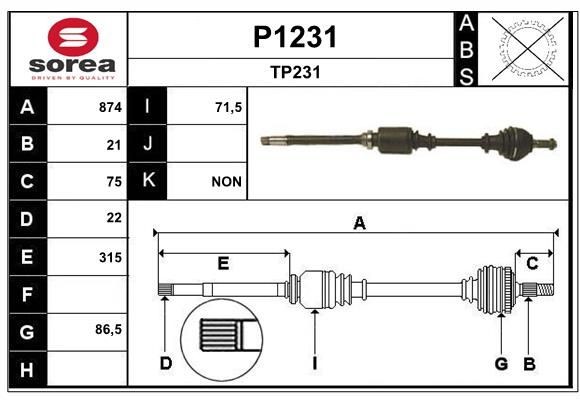 SNRA P1231: Veovõll 874mm