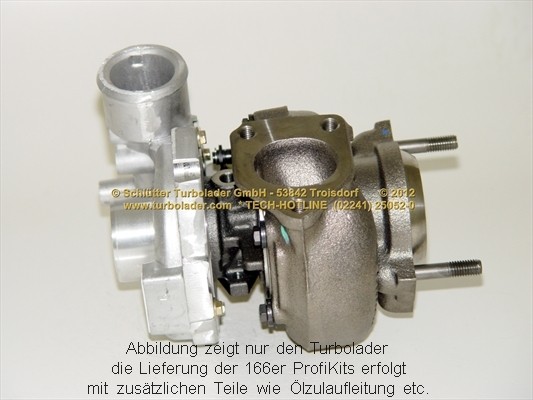 SCHLÜTTER TURBOLADER PRO-03001 D: Turbod koos paigaldus-/kinnitusmaterjaliga, õli juurdevoolu torustikuga, õli äravoolu torustikuga, koos lisafiltriga karterituulutusele, proturbo concept ® - PLUS with ADVANCED GUARANTEE.