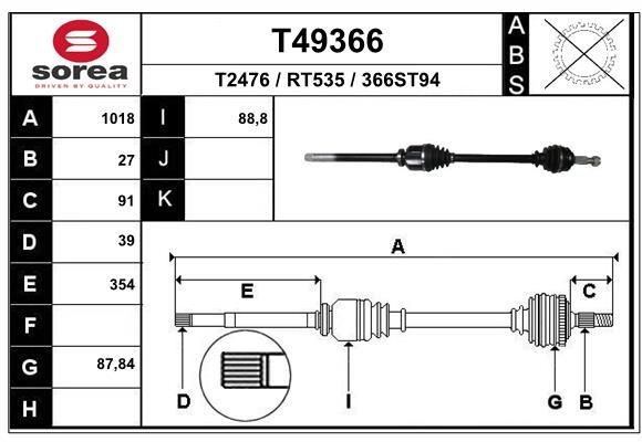 EAI T49366: Veovõll 1018mm