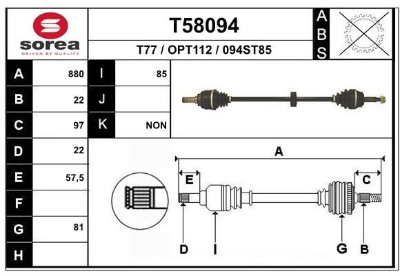 EAI T58094: Drivaksel 880mm