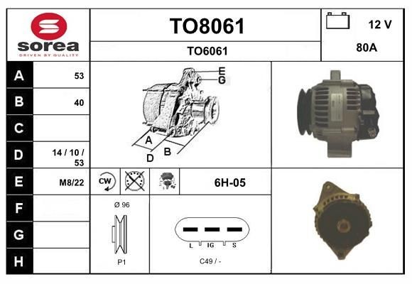 SNRA TO8061: Alternator 80A, cu regulator integrat