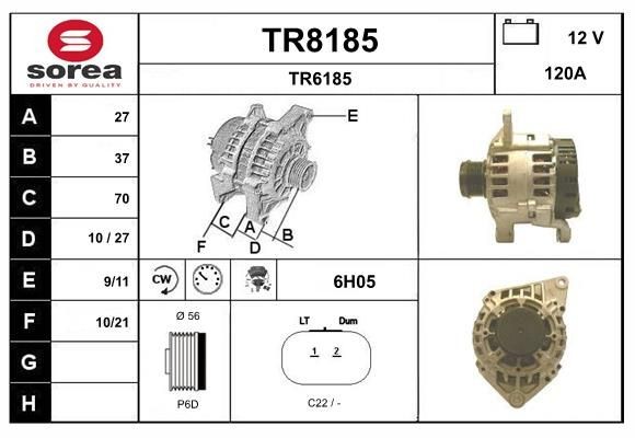 SNRA TR8185: Alternator 120A, cu regulator integrat