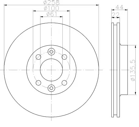 VAICO V46-80022: Piduriketas Esisild, Ø: 258mm, õhutusega, Ø: 258mm, Original VAICO Quality