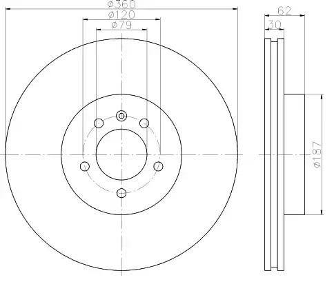 VAICO V48-80009: Piduriketas Esisild, Ø: 360mm, õhutusega, Ø: 360mm, Original VAICO Quality