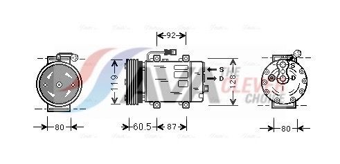 AVA COOLING SYSTEMS VOAK101: Compresor AC ** CLEVER FIT ** cu elei compresor-PAG