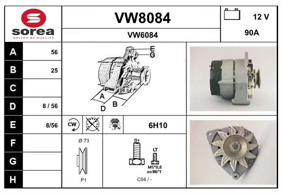 SNRA VW8084: Alternator 90A, cu regulator integrat