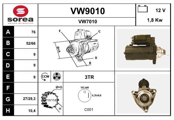 SNRA VW9010: Starter 1,8kW