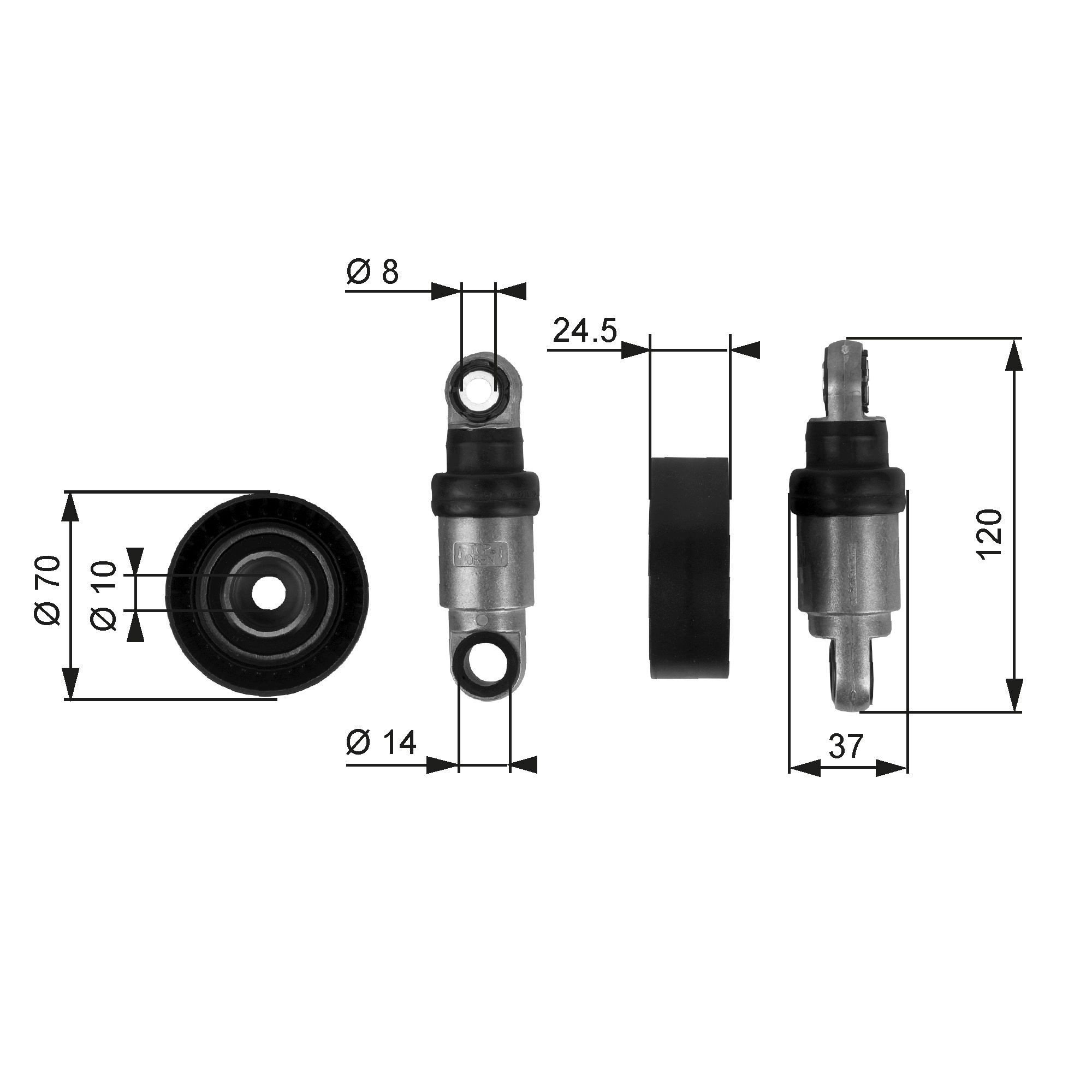 GATES T38242: Rola intinzator, curea transmisie Ř: 70mm, Ř: 70mm FleetRunner™ Micro-V® Kit