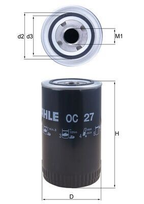 MAHLE ORIGINAL OC 27: Oliefilter Met een terugloopbeveiligingskleppen