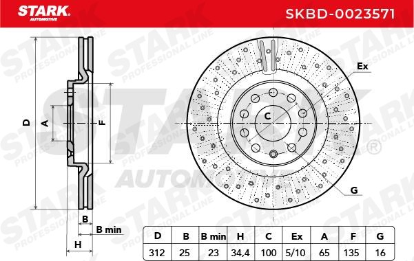 STARK SKBD-0023571: Piduriketas Esisild, Ø: 312mm, õhutusega, Malm, Ø: 312mm, katmata, ilma kruvideta