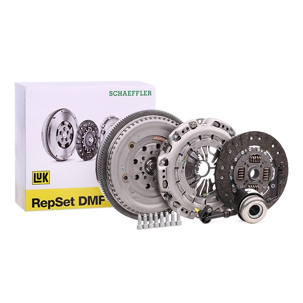 LuK 600 0255 00: Kit ambreiaj cu rulment de presiune, cu bucsa de ghidaj, cu volanta, cu set suruburi, Pt. montaj necesita scula speciala, Volant cu masa dubla cu disc de frecare BR 0241
