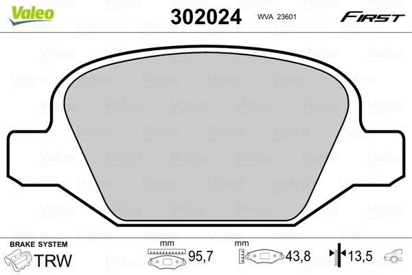 VALEO 302024: Brzdové platničky Zadna naprava, bez protihlukového plechu, FIRST