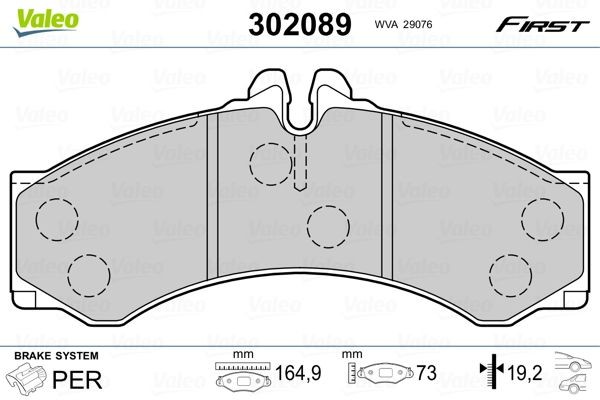 VALEO 302089: Piduriklotsid FIRST Esisild, Tagasild, koos kokkusurumisvastase plekiga