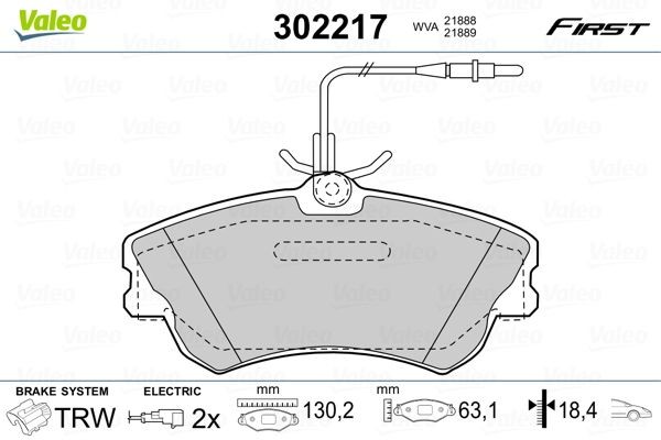 VALEO 302217: Plăcuțe de frână FIRST punte fata, cu tabla anti scartait
