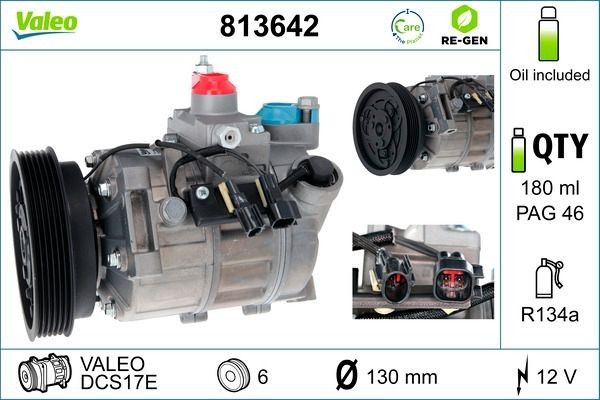 VALEO 813642: Kliimakompressor PAG-kompressoriõliga REMANUFACTURED