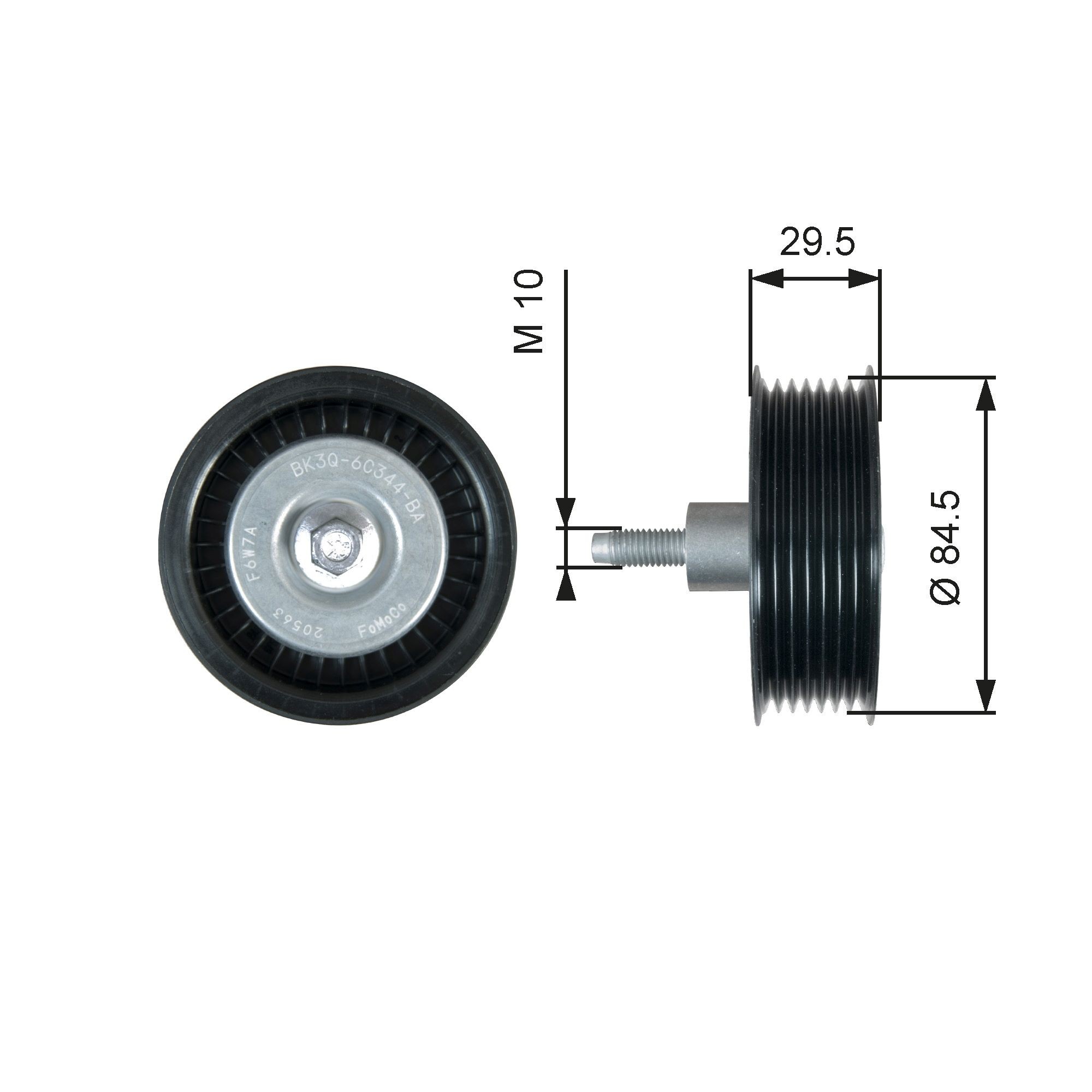 GATES T36536: Rola ghidare / conducere, curea transmisie Ř: 85mm, Ř: 85mm, cu caneluri FleetRunner™ Micro-V® Kit