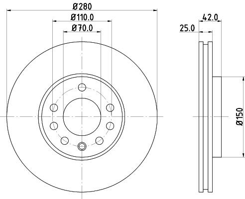 MINTEX MDC1050C: Piduriketas Ø: 280mm, sisemine õhutus, Ø: 280mm, kaetud, ilma rattakeskmeta, ilma rattalaagrita, ilma rattakinnituspoltideta