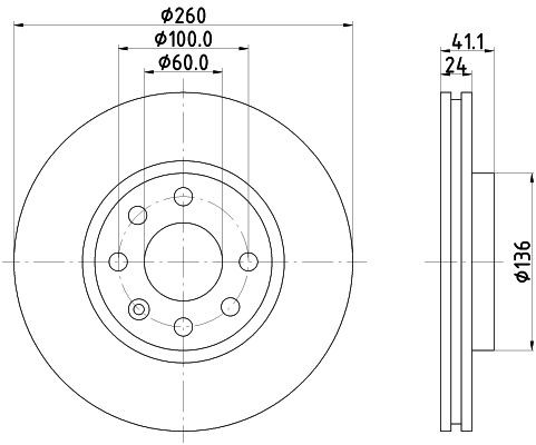 MINTEX MDC1455C: Piduriketas Ø: 260mm, sisemine õhutus, Ø: 260mm, kaetud, ilma rattakeskmeta, ilma rattalaagrita, ilma rattakinnituspoltideta