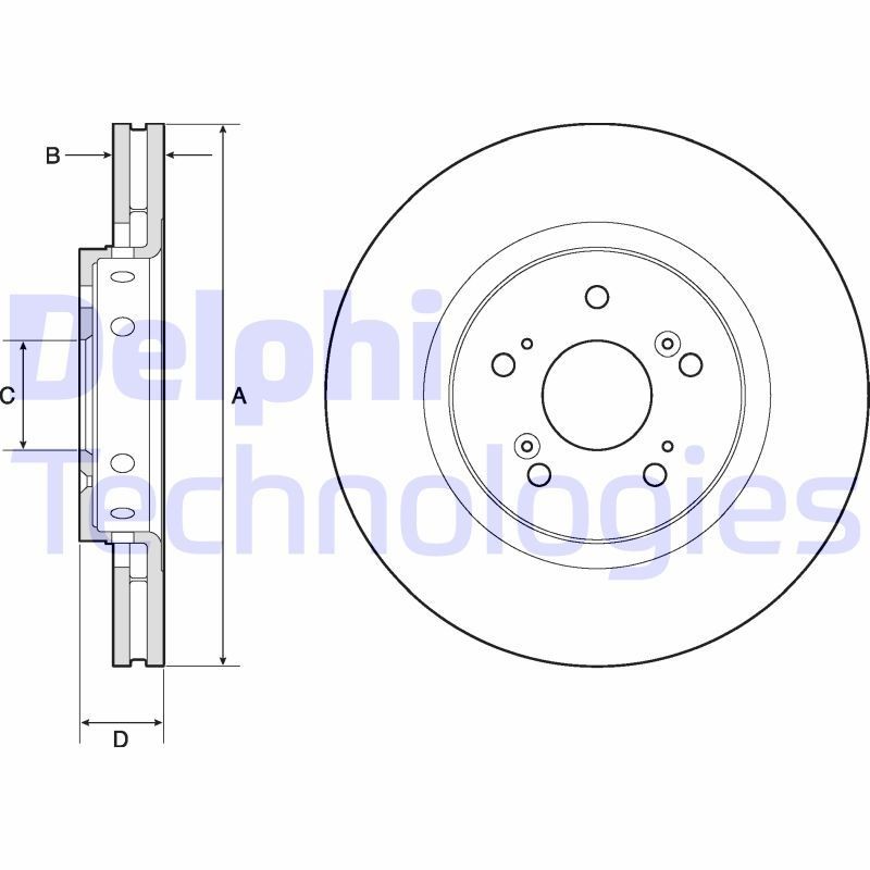 DELPHI BG4808C: Piduriketas Ø: 315mm, õhutusega, Ø: 315mm, kaetud