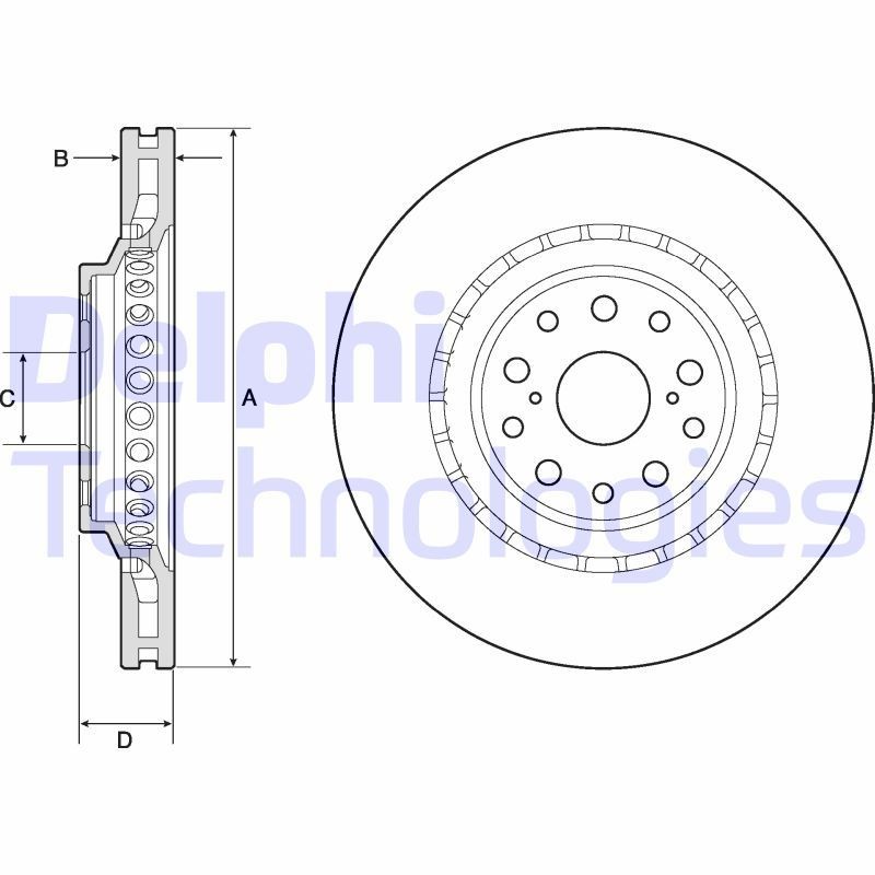 DELPHI BG9187C: Bremseskive Ø: 357mm, ventilert, Ø: 357mm, belagt
